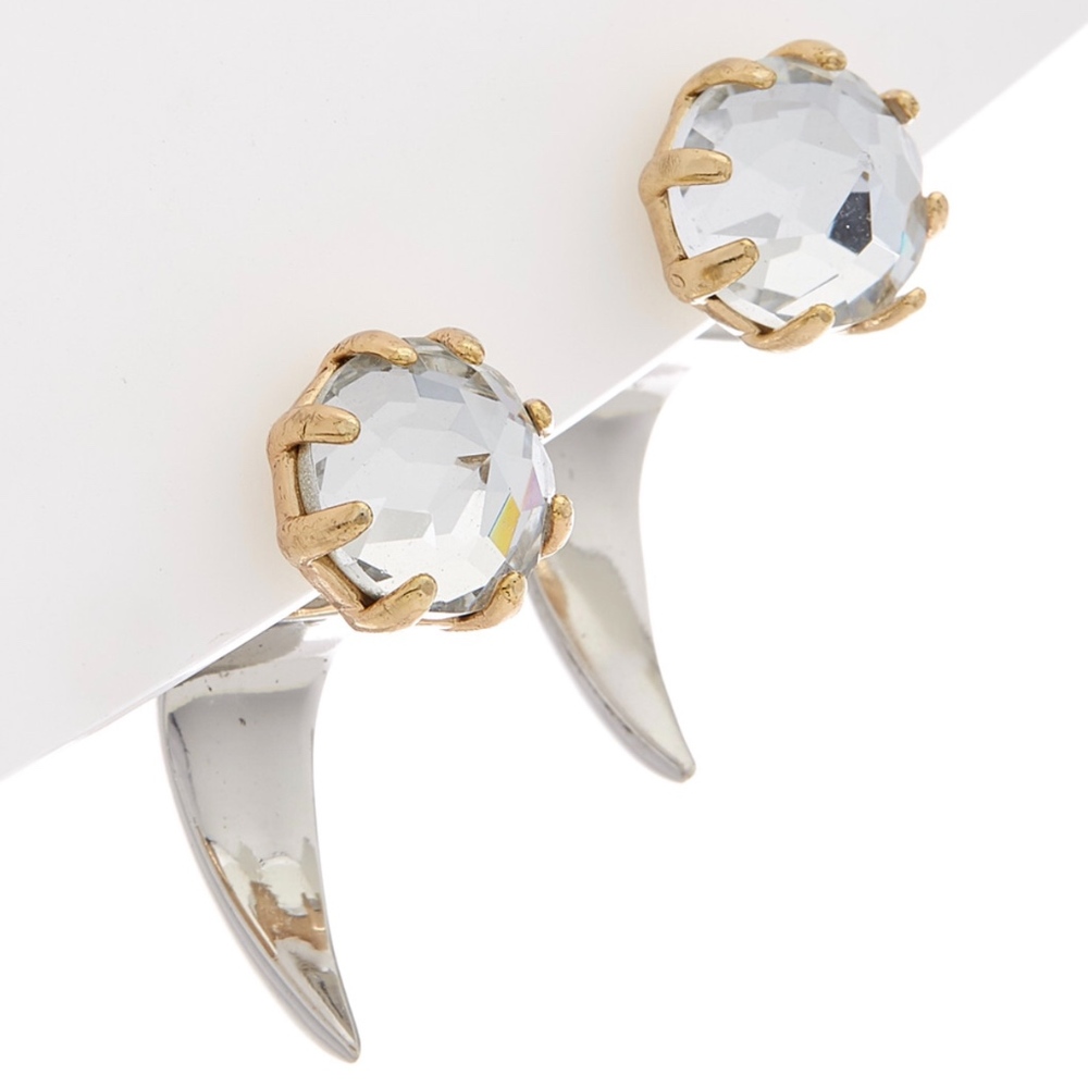 Rebecca Minkoff crystal front back horn earrings